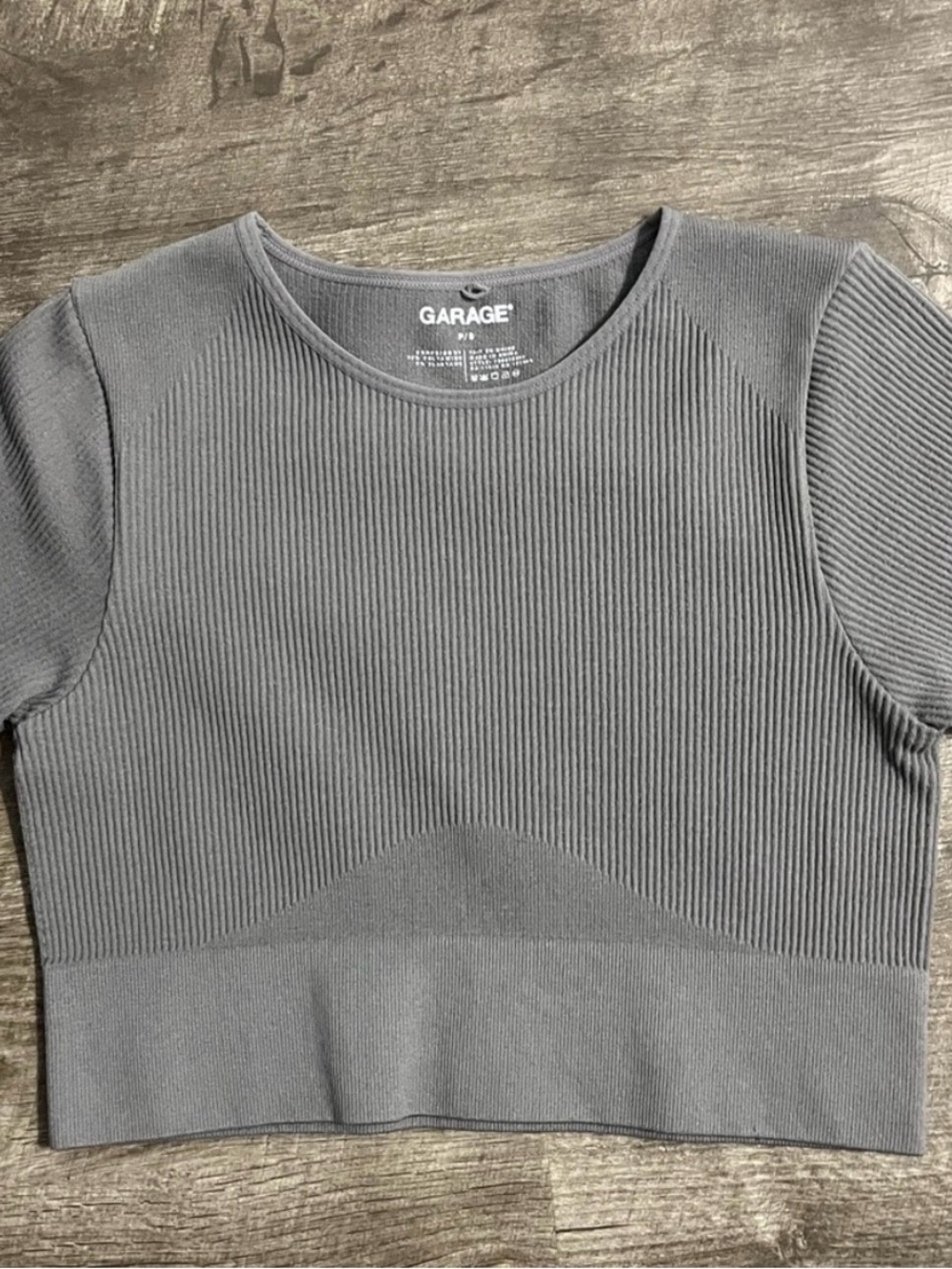 Garage Women's Ribbed Short Sleeve Crop Top — Gray